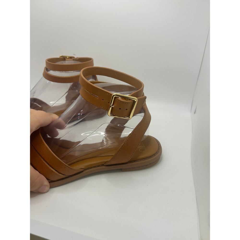 Sarto by Franco Sarto Greene Tan Leather Ankle Strap Flat Sandals Womens 7.5 M - Picture 5 of 10